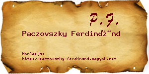 Paczovszky Ferdinánd névjegykártya